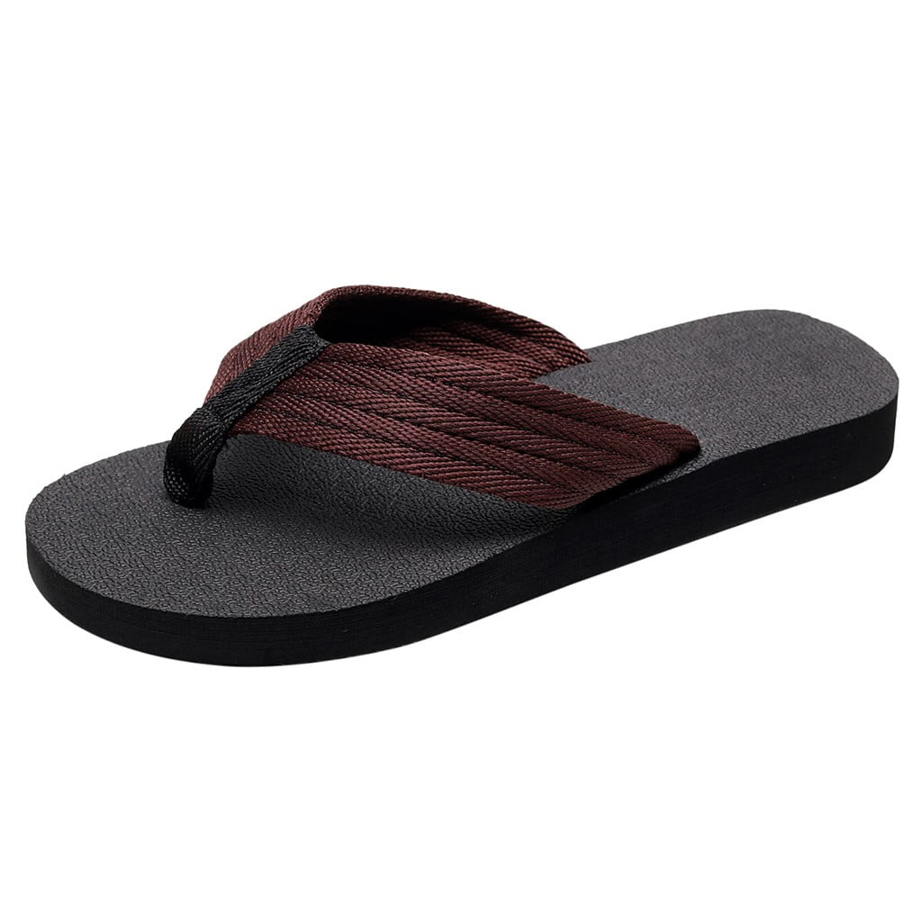 Summer Men Slippers Black Non-slip Male Sandals Fabric Shoeslace Outdoor  Beach Men Flip-flop Flexible Shoes Home Slippers