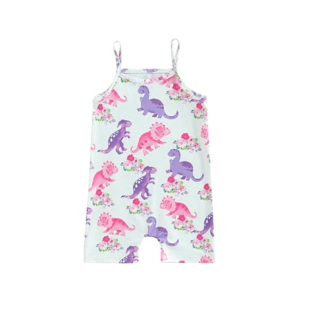 

GXFC Little Girls Jumpsuits Kids Girls Sleeveless Spaghetti Straps Graphic Print One Piece Romper Shorts Children Girls Cute Bodysuit Clothes 2-7T