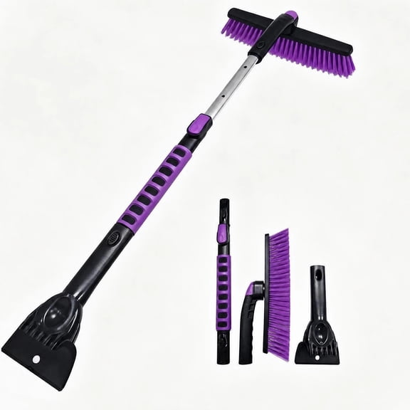 41in Car Snow Brush Ice Scraper 360° Rotating, Heavy Duty, Purple