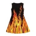 thumbnail image 4 of Renewold Cool Sleeveless Midi Dress for Kids 15-16T Fire Graphic Summer Casual Dress Girls Teens Tank Dress for Beachwear Outdoor Play Tour Twirly Skater Dress, 4 of 6