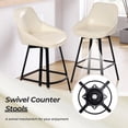 thumbnail image 6 of ONEVOG 25.6" Swivel Bar Stools Set of 2,Faux Leather Upholstered Counter Stools with Full Back,Modern Counter Height Bar Stools with Black Metal Legs,Beige, 6 of 11