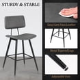thumbnail image 6 of Carolayne 24.8" Counter Height Bar Stools Set of 3, Upholstered Barstools with Curved Back & Metal Legs, Dark Gray, 6 of 7