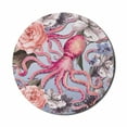 thumbnail image 1 of Octopus Mouse Pad for Computers, Watercolor Style Vintage Inspired Pattern with Octopus and Delicate Flowers, Round Non-Slip Thick Rubber Modern Gaming Mousepad, 8" Round, Multicolor, by Ambesonne, 1 of 2