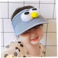 thumbnail image 2 of Sombrero de paja con ojos grandes para niños (gris azul, ajustable 44-50 cm), visera para el sol para niños, visera para el sol, sombrero suave de dibujos animados lindo, sombrero de playa, 2 of 5