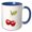 Blue/White, variant on 3drose, an Image of Two Red Cherries on White, Elegant Kitchen Art Gift, 11oz Two-tone Blue Mug