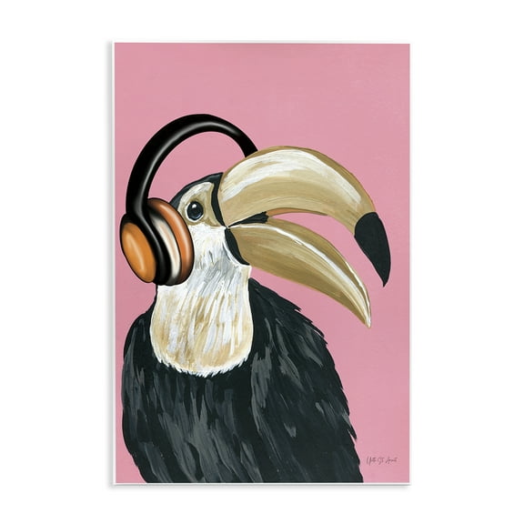 Stupell Industries Toucan & Music Headphones Animals & Insects Painting Unframed Art Print Wall Art, 10 x 15