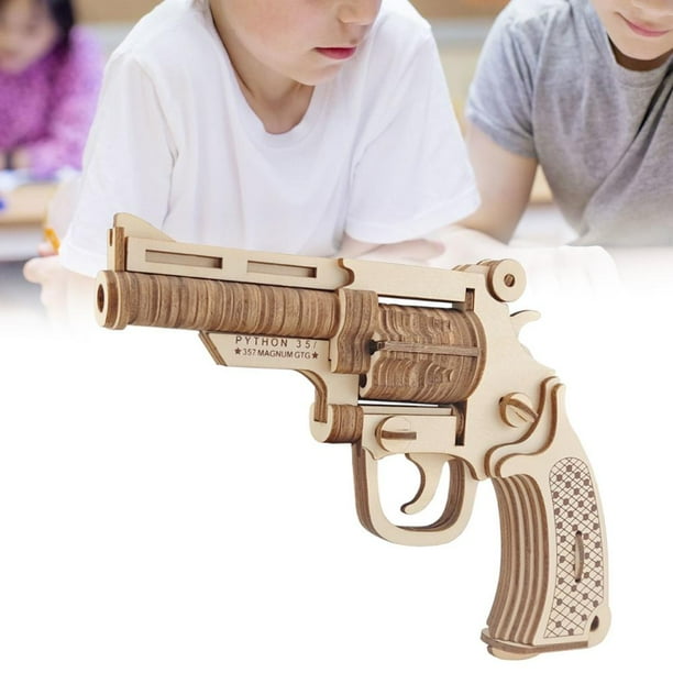 LYUMO 3D Wooden Jigsaw Puzzle Toy DIY Handmade Revolver ...