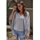 thumbnail image 3 of ABPHQTO Top de mujer con escote en pico y flecos gris, 3 of 5