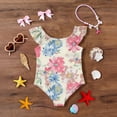 thumbnail image 5 of Abcomgle Baby Swimsuit Girl Ruffled Stretchy One Piece Girls Swimsuit Cute Floral Print Bathing Suits for Girls, 5 of 7
