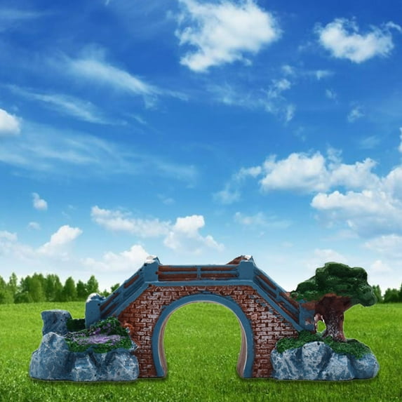 Aquarium Arch Bridge Ornament, Retro Artificial Resin Simulation Fake Rockery Bridge Landscaping Fishbowl Fish Tank Accessory for Home Decoration