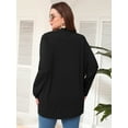 thumbnail image 7 of SHOWMALL Women's Plus Open Front Summer Lightweight Cardigan V Neck Sweater Long Sleeve Causal Bolero Button Down Soft 3X Black Cardigan, 7 of 7