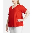 thumbnail image 2 of Lauren Ralph Lauren Womens Plus Lace Trim V-Neck T-Shirt, 2 of 3