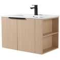 thumbnail image 3 of Fine Fixtures 30" Elmridge Modern Bathroom Vanity with White Ceramic Sink - Wide Interchangable Open Side Shelves - White Oak, 3 of 17