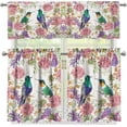 thumbnail image 4 of Hummingbird Flower Window Curtain 3 Piece Pink Hummingbird Spring Curtains Coffee Shop Window Valance and Tier Insulation Curtains for Room S, 4 of 6