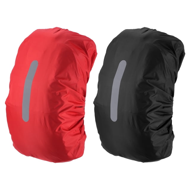 Uxcell Waterproof Backpack Rain Cover, Non-Slip Backpack Cover with Vertical Reflective Strap Stay Dry Black/Red M(40-50L)