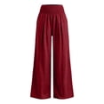 thumbnail image 5 of Mifsaly Wide Leg Linen Pants for Women Flowy Summer Beach Vacation Pant High Waisted Smocked Elastic Waist Casual Trousers with Pockets M, 5 of 5