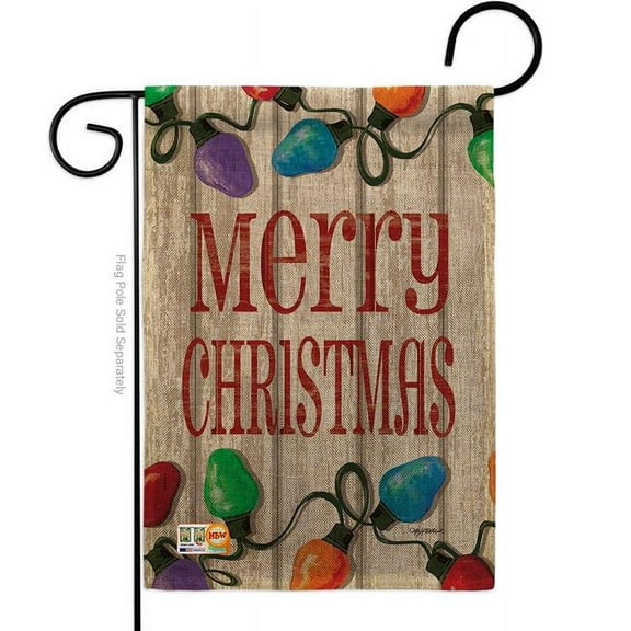 Breeze Decor BD-XM-G-114185-IP-DB-D-US18-SB 13 x 18.5 in. Bright Merry Christmas Burlap Winter Impressions Decorative Vertical Double Sided Garden Flag