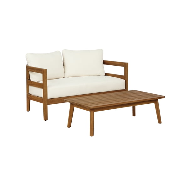 Surfside Outdoor Brown Loveseat and Cocktail Table