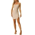 thumbnail image 2 of INSPIRE CHIC Women's Dress Lace Up Sequin Spaghetti Straps Cocktail Party Mini Dress XL Rose Gold, 2 of 6