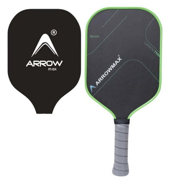 Pickleball Paddle Carbon T-700 Fiber Racket Premium Matte Material, Standard Size & 16mm Thickness Advance Spin Control Attacking Raquet With Cover (Green)