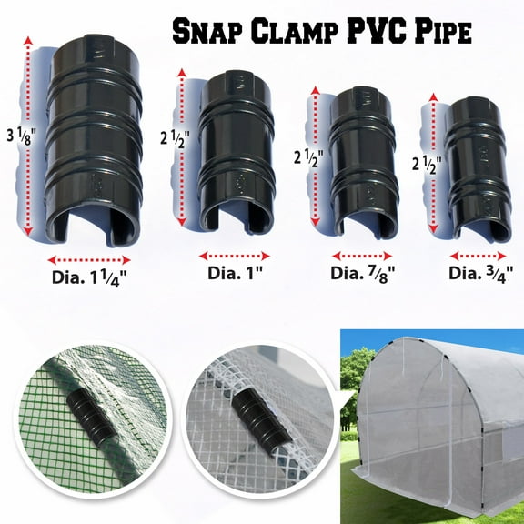 Strong Camel ABS Snap Clamp 1 inch x 2-1/2 Wide for 1 inch Pipe to Secure Plastic/ Fabric Attach Greenhouse Row Cover Shade (3pcs)