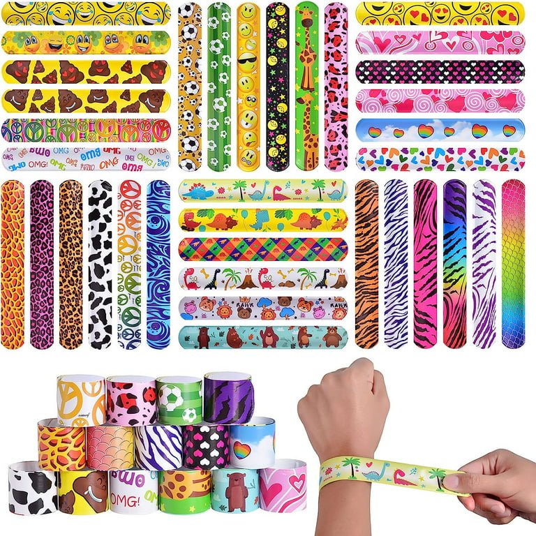 100 PCS Slap Bracelets Party Favors with Colorful Hearts Animal Print  Design Retro Slap Bands for Ki…See more 100 PCS Slap Bracelets Party Favors  with