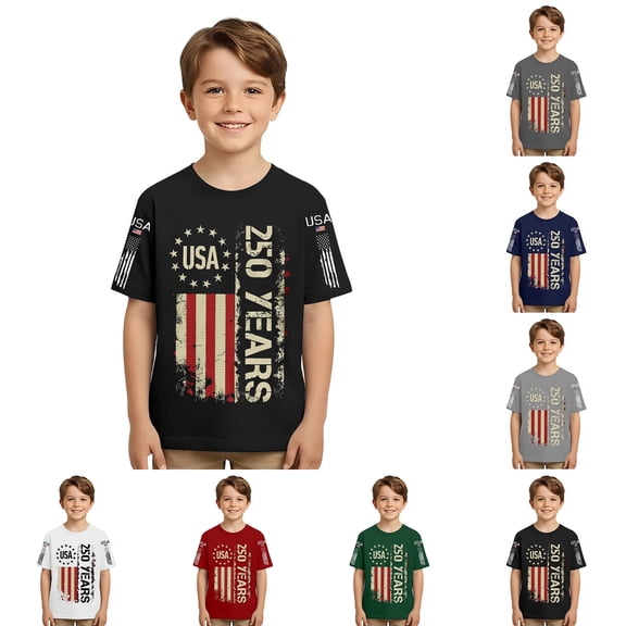 250 Anniversary USA Shirt - 250 Year American Anniversary Flag 4th Of July Loose Fit Tees Tops (Toddler 3-4 Years Dark Blue)