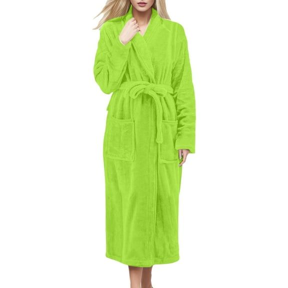 Shadoumai Womens Robes, Soft Plush Long Bathrobe, Thick Kimono Robes for Womens, Warm House Coat