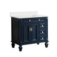 thumbnail image 7 of ANGELES HOME 36" Bathroom Vanity with Sink and 32" Mirror Set, Large Wood Vanity Combo with Doors and Drawers, Freestanding Bath Vanity Cabinet with Quartz Countertop, Navy Blue, 7 of 7