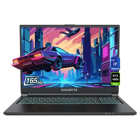 GIGABYTE G6 Series Gaming Laptop, Intel i7-13620H, 64 GB DRR5 RAM, 1 TB PCIe SSD, 16" WUXGA (1920x1200) 165Hz Display, Nvidia G-Force RTX 4060, RGB Backlit Numeric Keyboard, W11 Home, Black