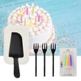 thumbnail image 3 of Juego de cubiertos para fiestas con platos de papel ecológicos: tenedores, cuchillos y palas para tartas para cumpleaños y celebraciones sostenibles, 3 of 8