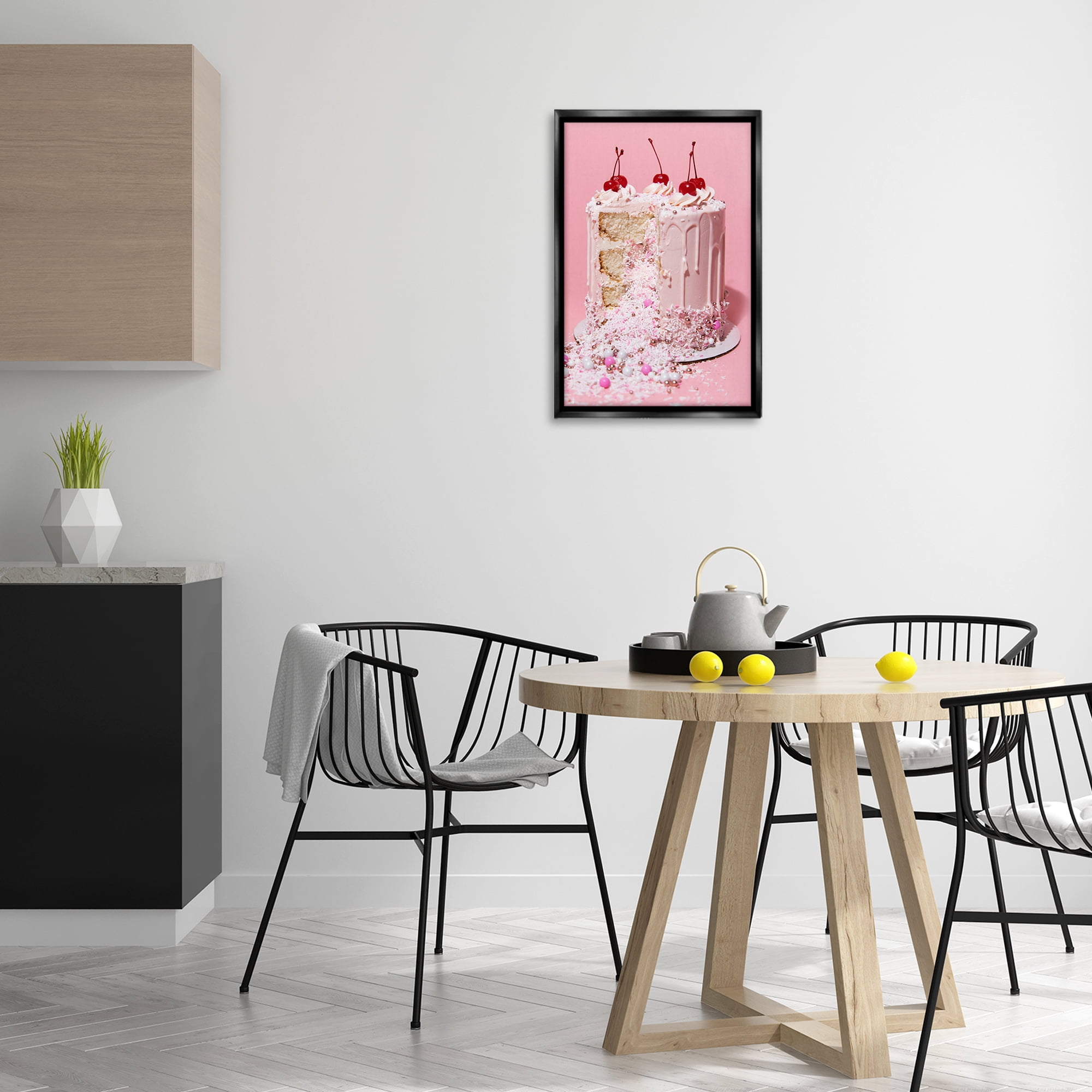 Stupell Industries Glam Gemstone Cake Food & Beverage Painting Black Floater Framed Art Print Wall Art, 17 x 25