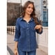 thumbnail image 5 of Camisa Vaquera para Mujer, Chaqueta, Camisa Vaquera Informal de Larga, Conjuntos de Otoño Azul Oscuro L, 5 of 9