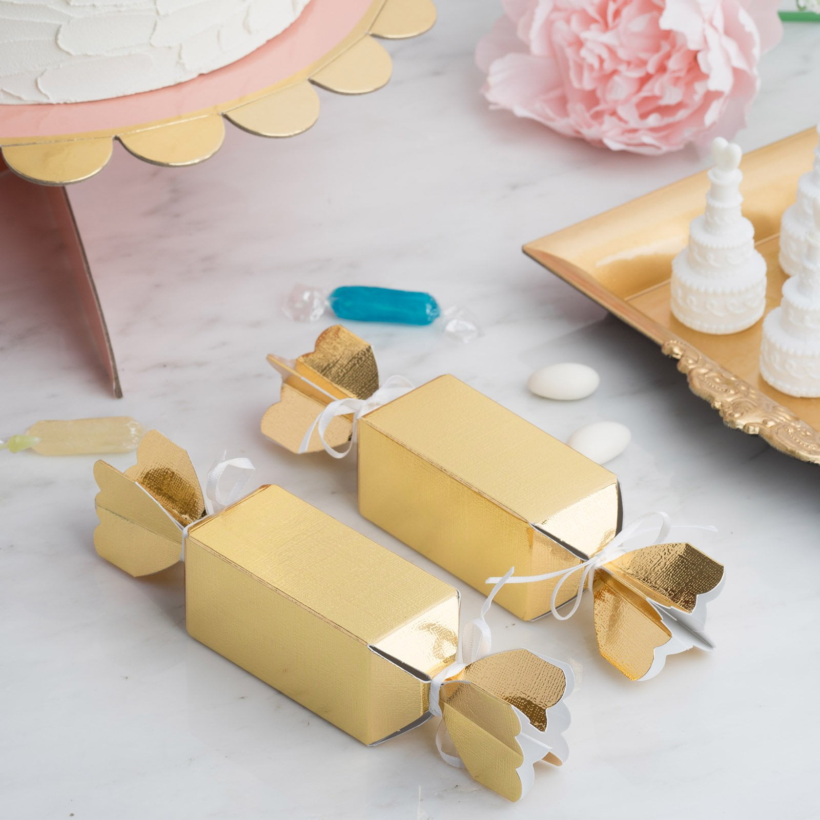 Efavormart 25 Pack Candy Shape Party Favor Boxes with Satin Ribbons