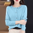 thumbnail image 5 of MXUIKV Crewneck Sweaters for Women Long Sleeve Fall Fashion Fitness Knitted Tunic Stretchy Loose Fitted Womens Blouses Solid Color, 5 of 5