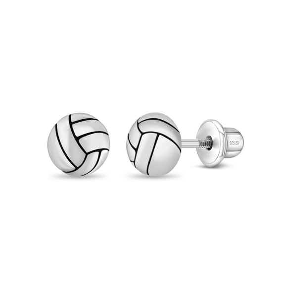 Polished Volleyball Kids / Children's / Girls Earrings - Sterling Silver