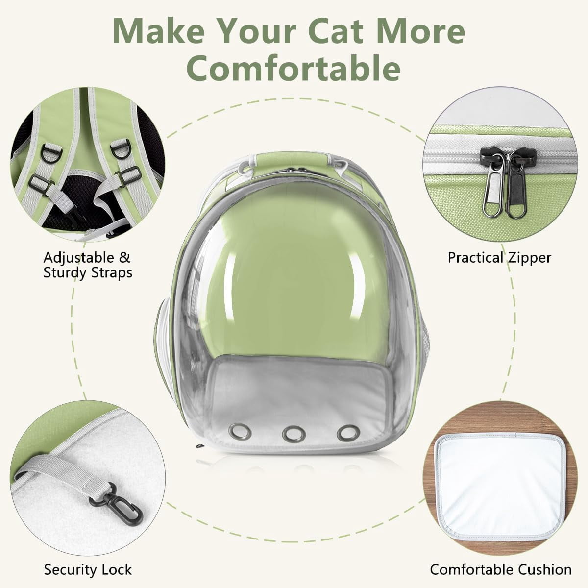 DENZUS Bubble Expandable & Foldable Cat Backpack Carrier, Breathable Pet Backpack for Large Cats, Designed for Hiking, Travelling, Camping