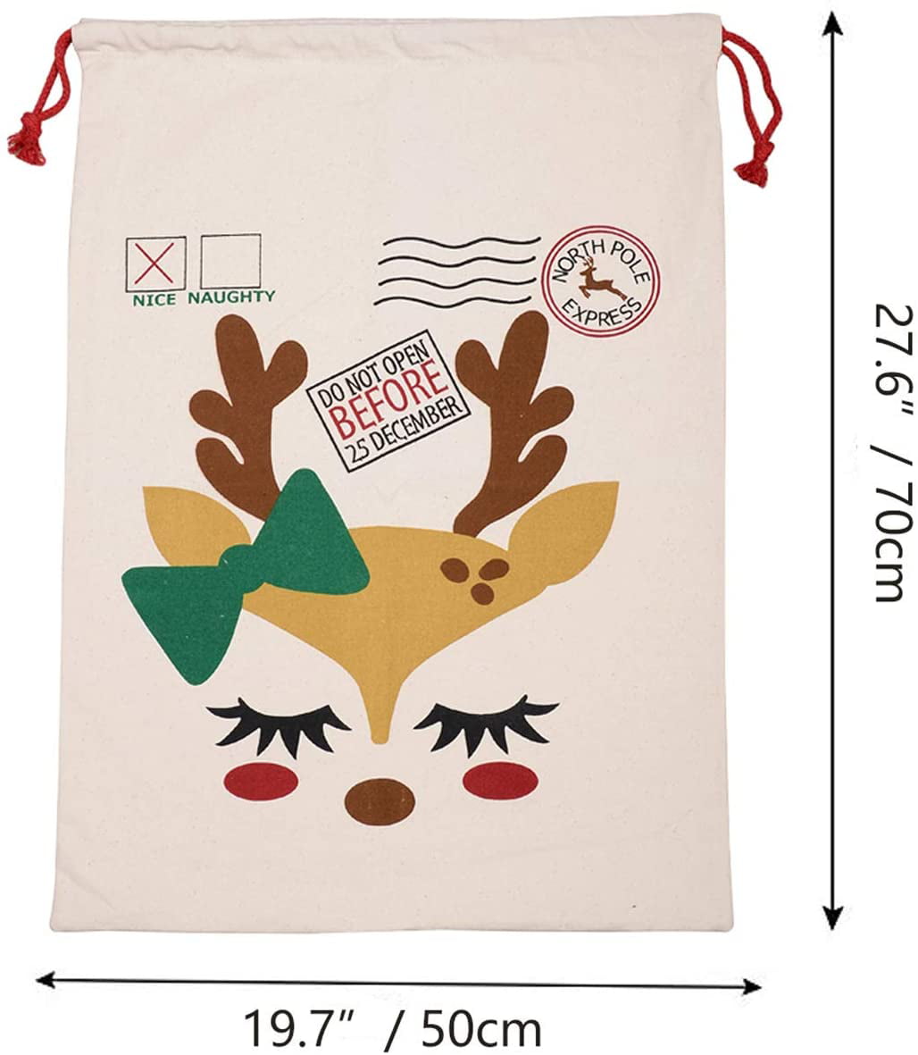 Large Brown Christmas Santa Sack Snowman Santa Bag for Presents 70cm x 50cm Gift 