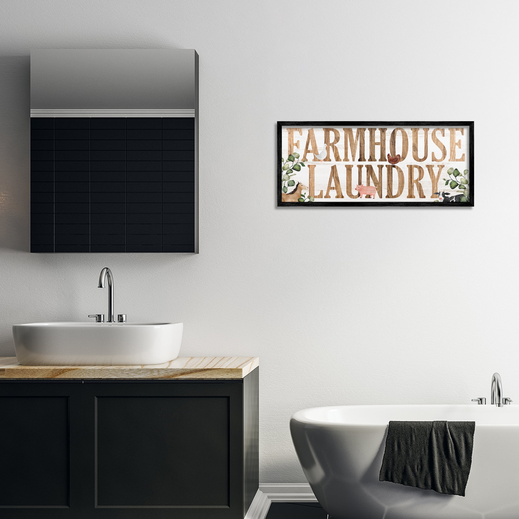 Rustic Farmhouse Laundry Black Framed Giclee Art, design by Kim Allen