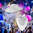 thumbnail image 6 of fenteer Cowboy Hat and Bandana Panama Hat Sun Hat with Adjustable Chin Strap Costume Hat White, 6 of 8
