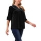 thumbnail image 4 of INSPIRAR CHIC Blusas de Terciopelo para Mujeres Cuello en V Manga de 3/4 Tendencia Casual de Otoño Invierno Blusa Tunic Suelta T-Shirt L Negro, 4 of 6