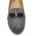 thumbnail image 2 of Victoria K Techno Shine Quilted Texture Black Bow Ballerina Flats (Women), 2 of 5