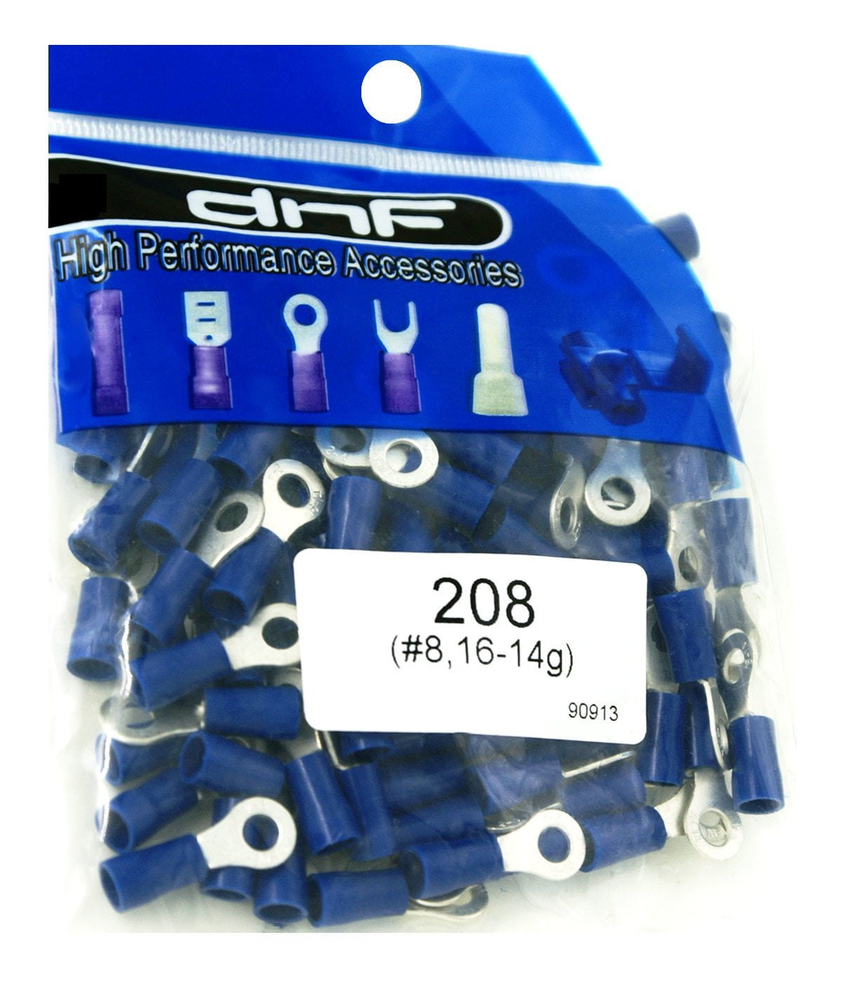 DNF 200 Pieces Copper 1614 Gauge Blue Ring Terminals Electrical Wire