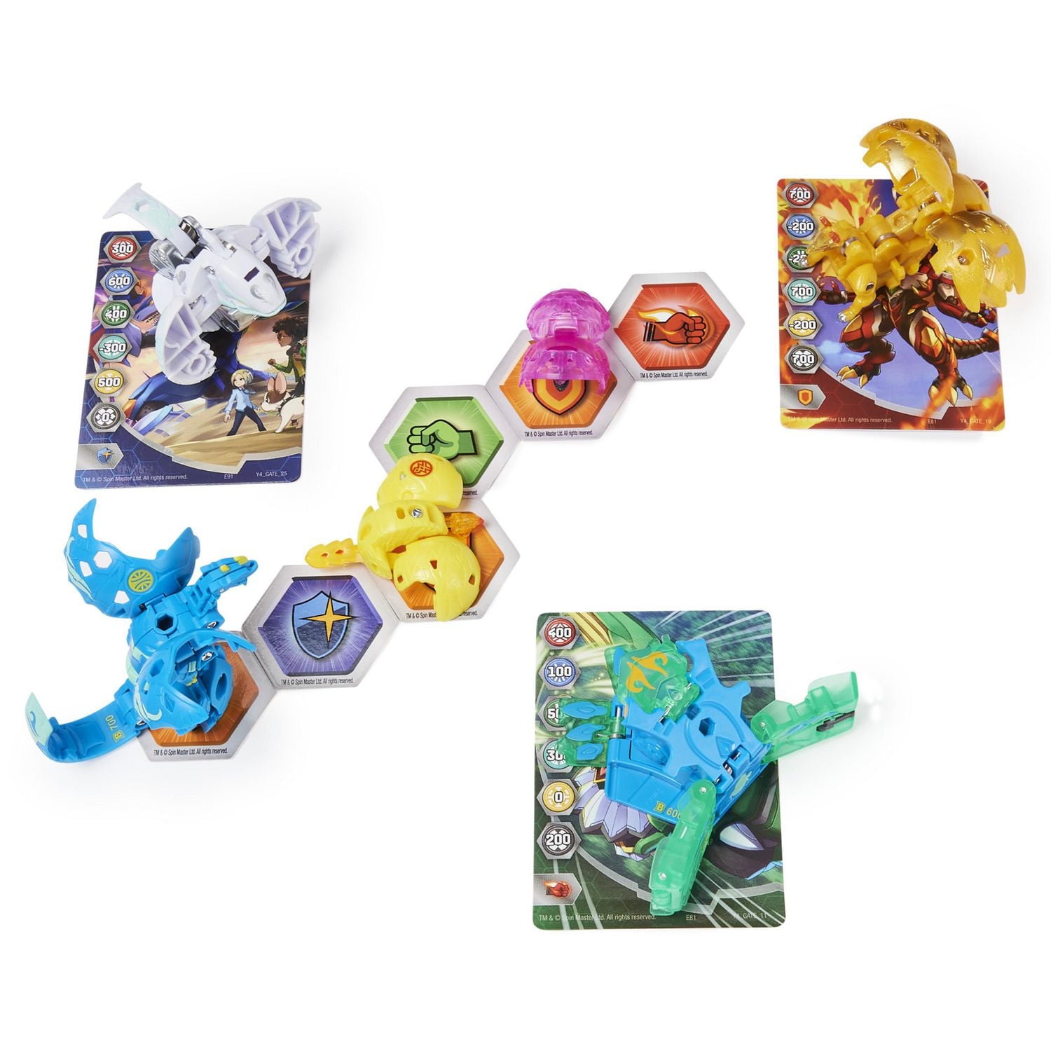 Bakugan Evolutions, Coffret Battle Strike Warrior Whale et Blitz Fox, 6 figurines articulées Bakugan, 9 cartes à collectionner et 8 BakuCores, jouets pour garçons à partir de 6 ans