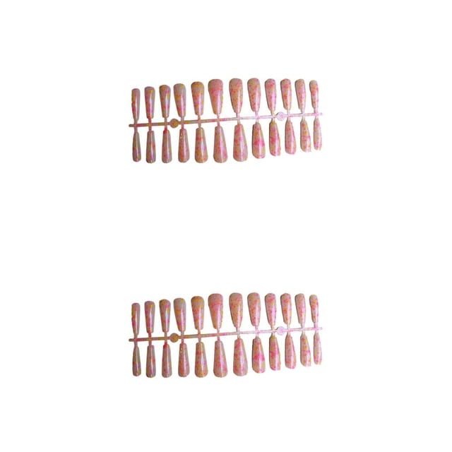 Minnieouse 24 piezas de uñas artificiales Extra Long Press on Full Wrap Gradient