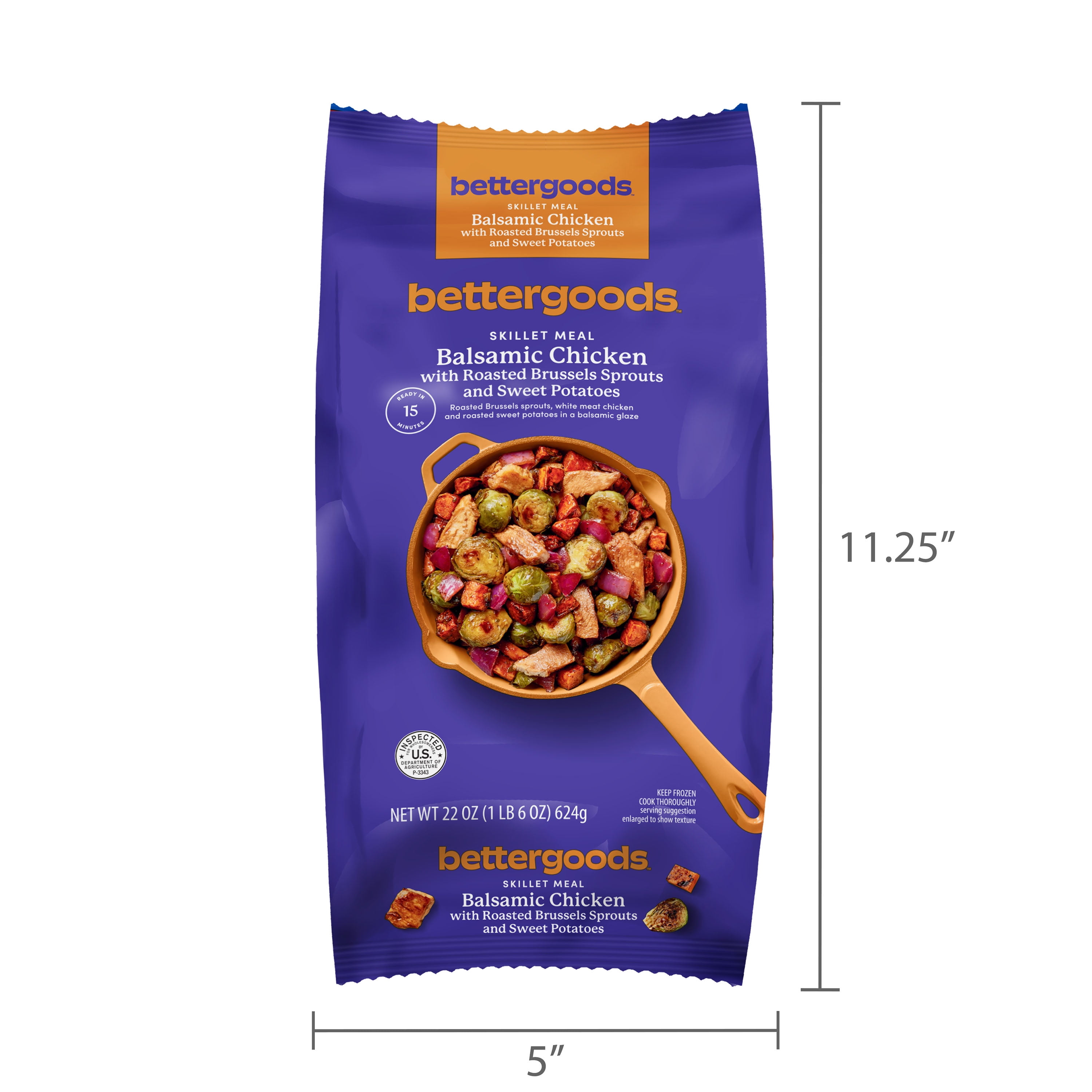bettergoods Balsamic Chicken with Roasted Brussel Sprouts and Sweet Potatoes Skillet Meal, 22 oz (Frozen)