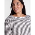 thumbnail image 4 of Terra & Sky Women’s Plus Dropped Shoulder Top with Elbow Length Puff Sleeves, Sizes 0X-5X, 4 of 5
