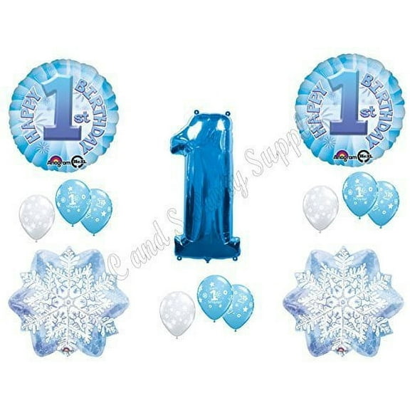 WINTER ONE-DERLAND 1st Birthday party Balloons Decoration Supplies First Snow by Anagram
