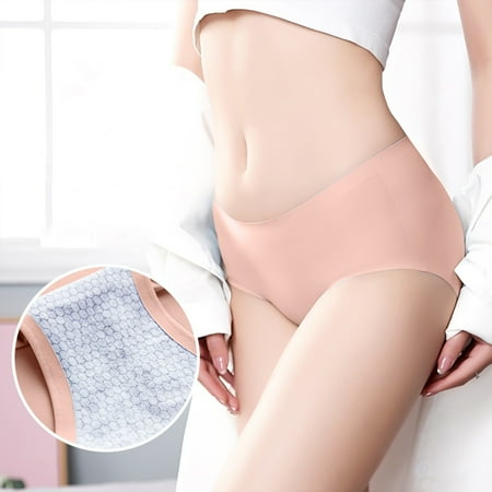 GENGING Panties for Women Womens Clearance Ice Silk Traceless Mid Waist Large Honeycomb Ladies Underwear Clearance For Women