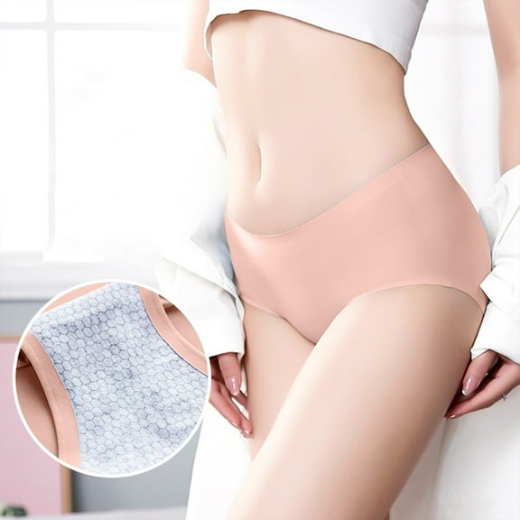 loopsun Womens Briefs,Women's Ice Silk Traceless Mid Waist Large Honeycomb Underwear For Women